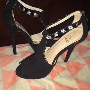 Black suede heels